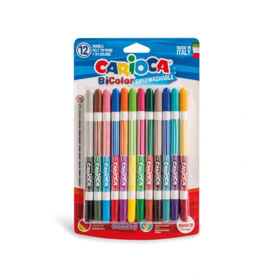 Bicolor Süper Yıkanabilir Çift Uçlu Keçeli Boya Kalemi 12’lİ 24 Renk