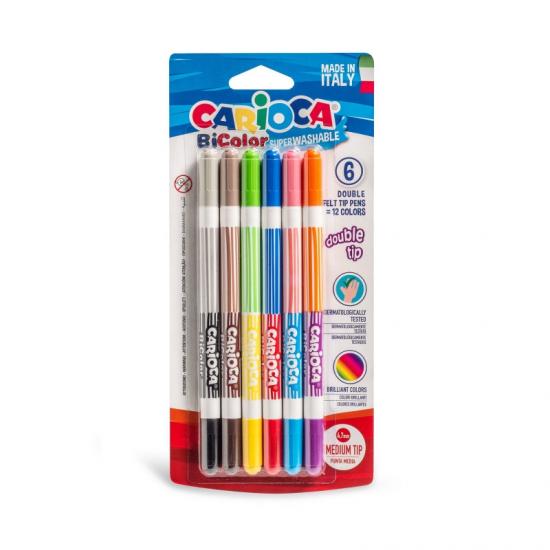 Bicolor Süper Yıkanabilir Çift Uçlu Keçeli Boya Kalemi 6’lı 12 Renk