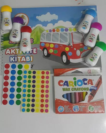 Dot Markers 6’lı Mini Boya Kalemi ve Boyama Kitabı Seti ( Nokta Etiketi Hediyeli)